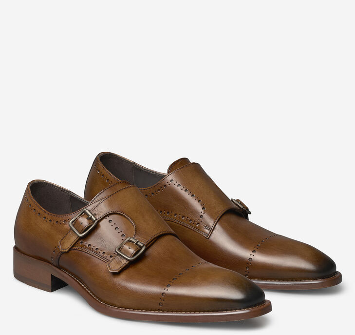 Johnston & Murphy Reece Double-Buckle Monk Strap Snörskor Herr - MörkKhaki Finskor [ID5824397]